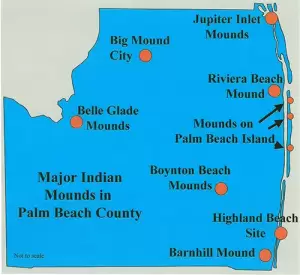 Map of Native American Mounds in Palm Beach County