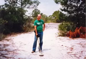 Image of Richard Procyk searching for Colonel William Lauderdale's Tennessee Militia camp in Jupiter.